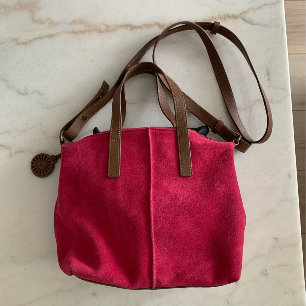 Ugh Ayden Suede Satchel Bag raspberry- fusia pink